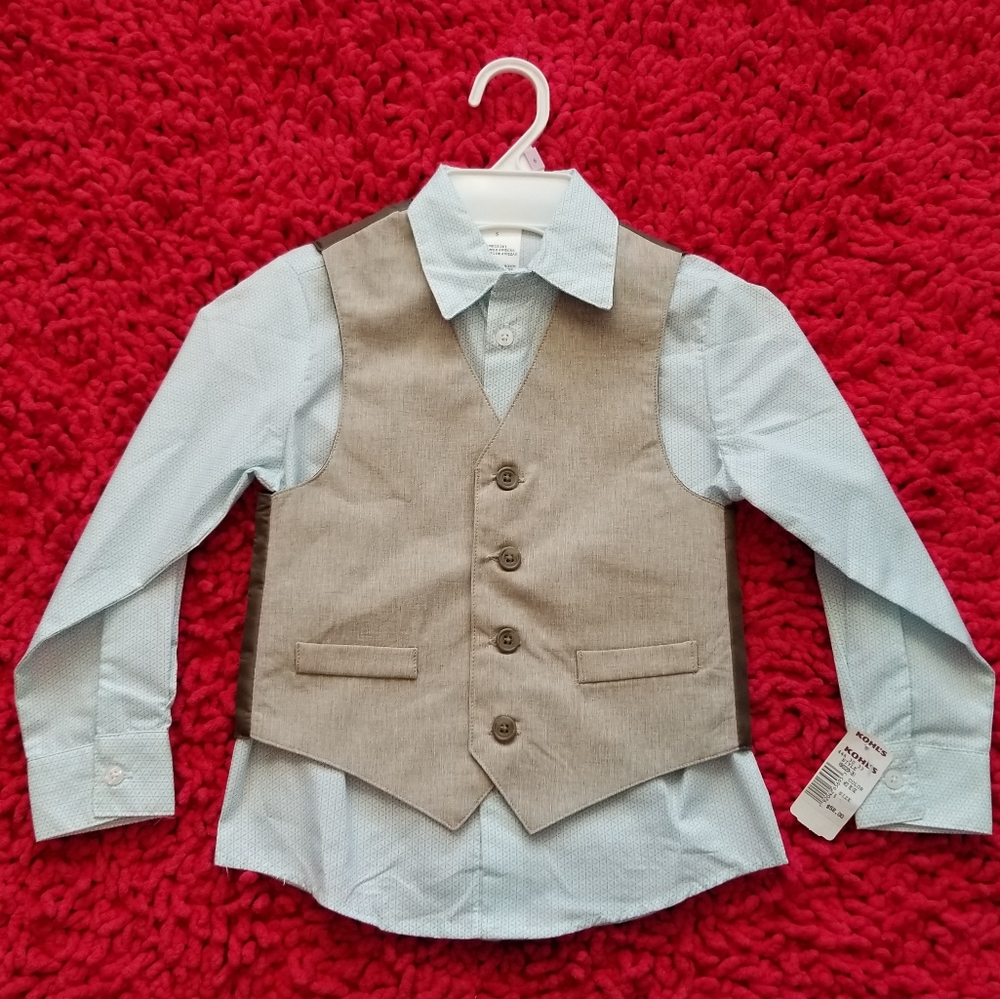Van Huesen Boys Dress Shirt and Vest